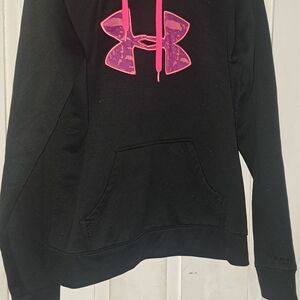 Under Armour Black Sweatshirt with Vibrant Pink Emblem